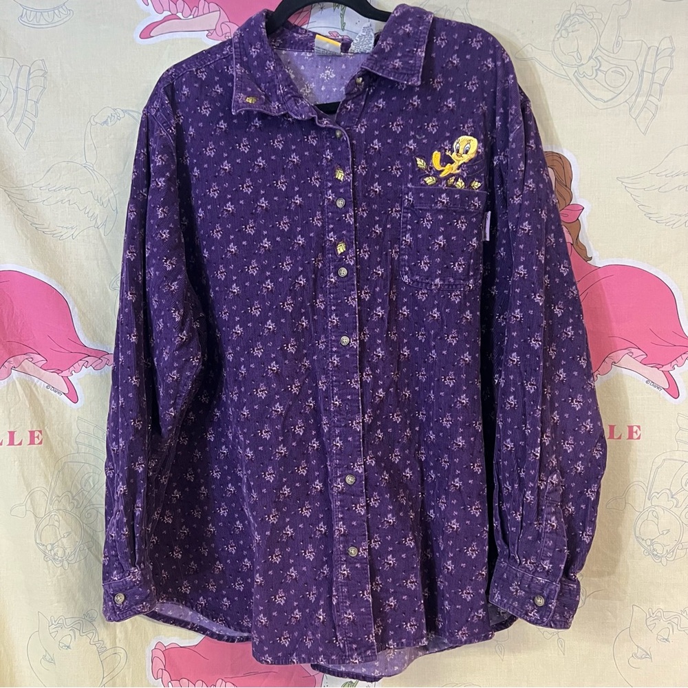 Vintage Tweedy Bird Warner Bros. Woman Looney Tunes Corduroy Button Up Shirt
